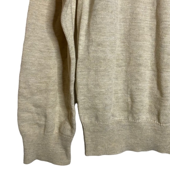 Lucky Brand Long Sleeve V Neck Cream Sweater Raglan Knit Ribbed Henley Small S - Picture 9 of 16
